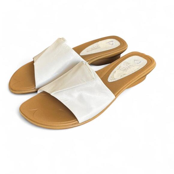 y2k 90's vintage Liz Claiborne White leather slide sandals size 8 - Picture 3 of 8